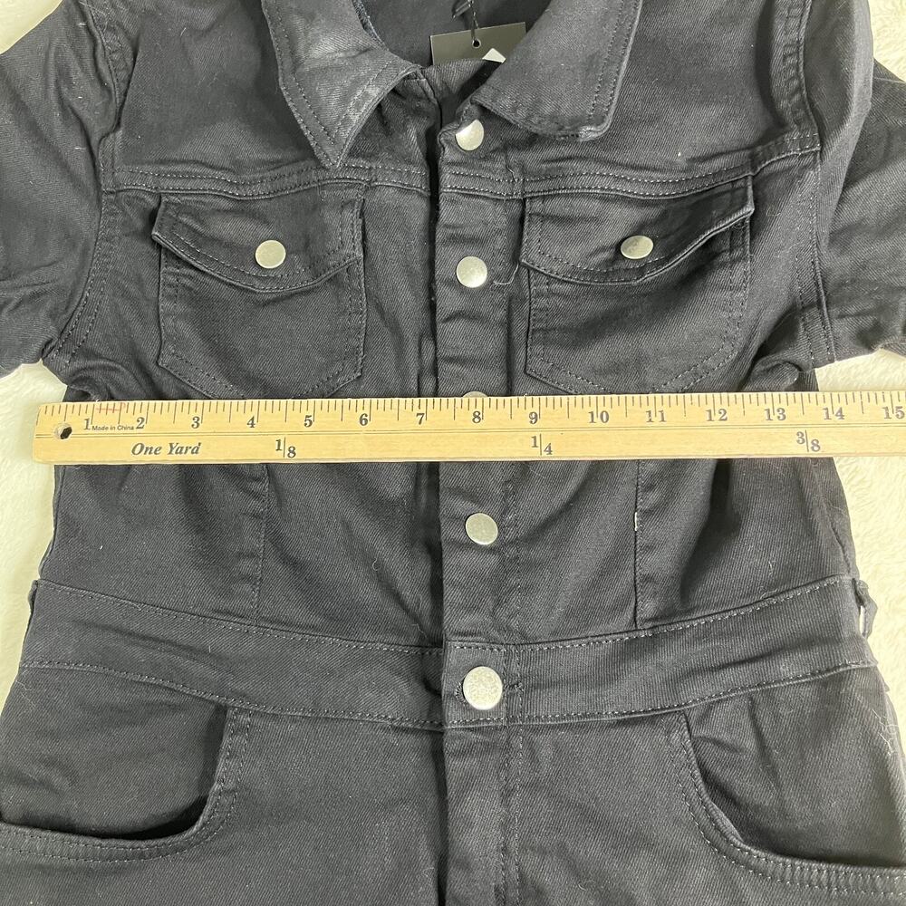 Nastygal Short Sleeve Black Denim Jumpsuit / Boilersuit Size 8 - Picture 2 of 7